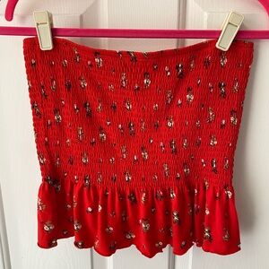 Floral Red Smocked tube top